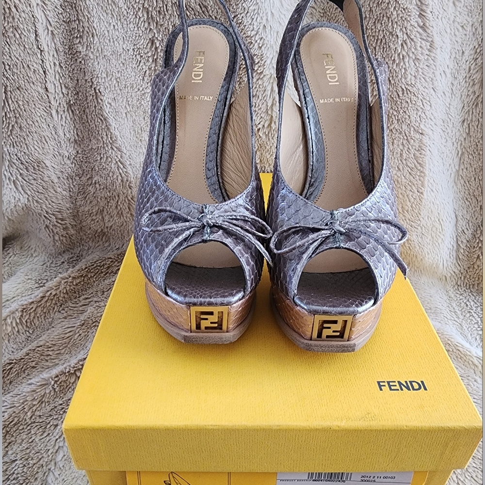 Fendi Shoes | Fendi Python Slingback Pumps. Spuntata Colubro Perlato Size 38